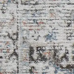 Photo of Ivory And Blue Oriental Washable Area Rug With UV Protection