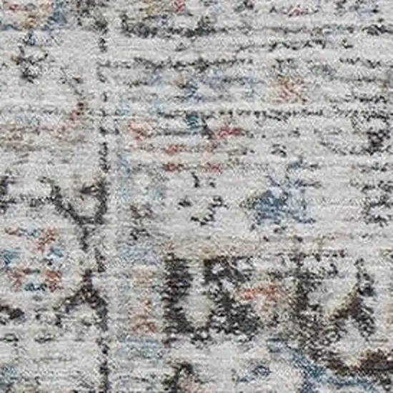 Ivory And Blue Oriental Washable Area Rug With UV Protection Photo 2