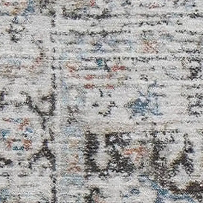 Ivory And Blue Oriental Washable Area Rug With UV Protection Photo 2