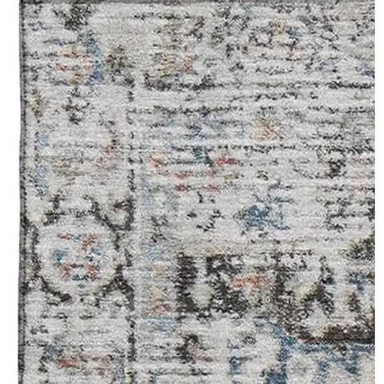 Ivory And Blue Oriental Washable Area Rug With UV Protection Photo 3