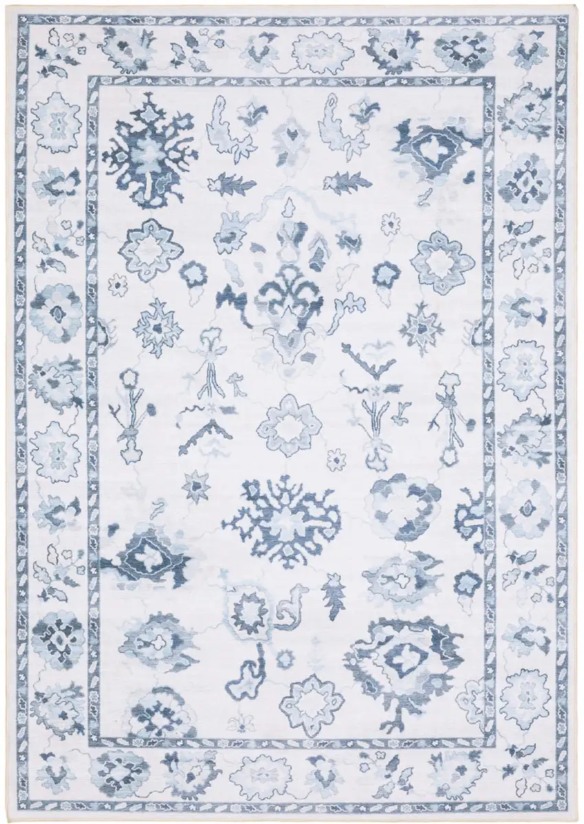 Ivory And Blue Oriental Washable Area Rug Photo 8