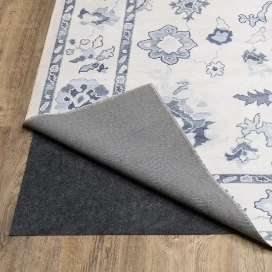 Ivory And Blue Oriental Washable Area Rug Photo 4