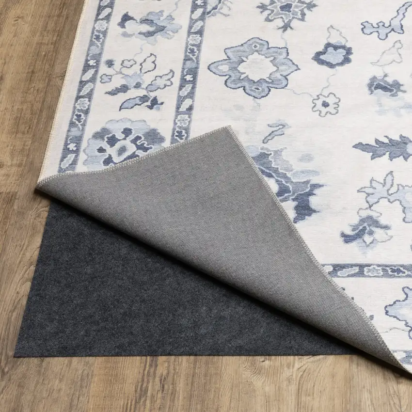 Ivory And Blue Oriental Washable Area Rug Photo 4