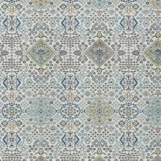Ivory And Blue Oriental Washable Indoor Outdoor Area Rug Photo 2
