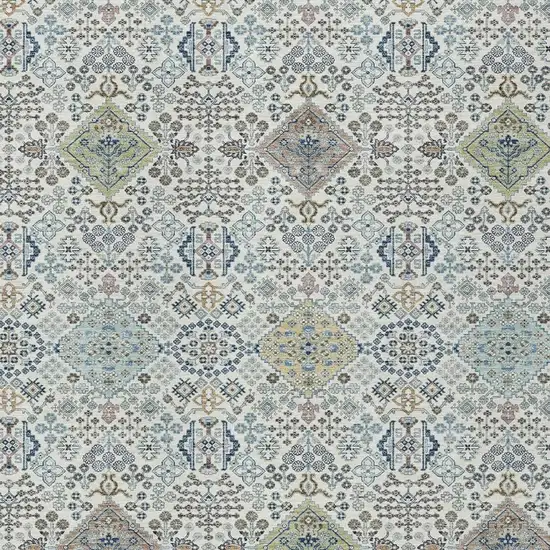 Ivory And Blue Oriental Washable Indoor Outdoor Area Rug Photo 2