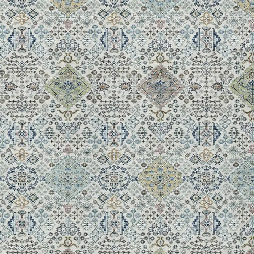 Ivory And Blue Oriental Washable Indoor Outdoor Area Rug Photo 2