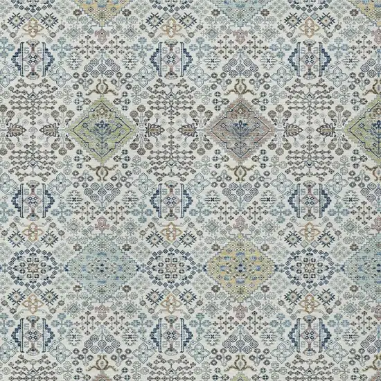 Ivory And Blue Oriental Washable Indoor Outdoor Area Rug Photo 2