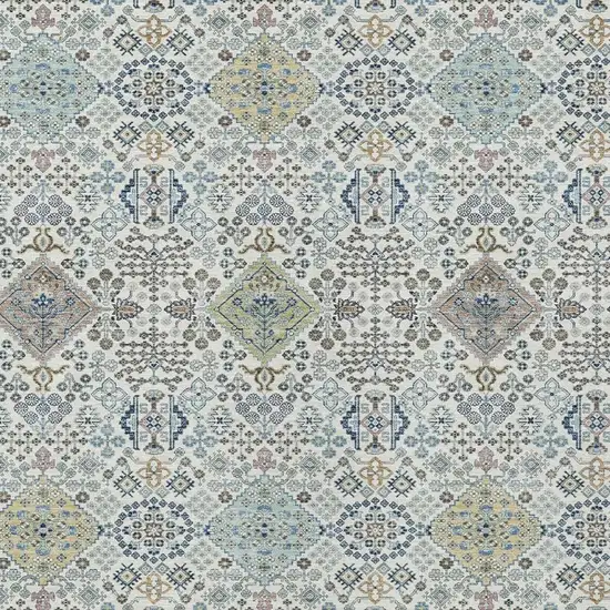 Ivory And Blue Oriental Washable Indoor Outdoor Area Rug Photo 2