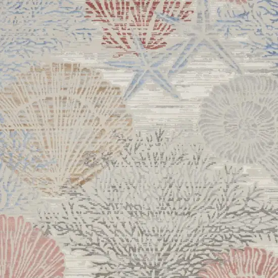 Ivory And Blue Seashell and Coral Area Rug Photo 6