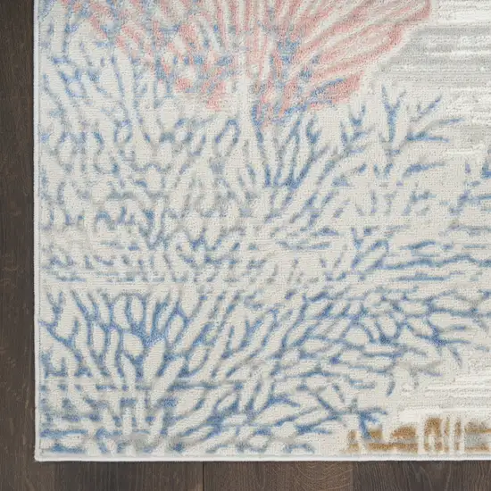 Ivory And Blue Seashell and Coral Area Rug Photo 8