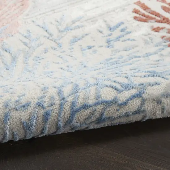 Ivory And Blue Seashell and Coral Area Rug Photo 9