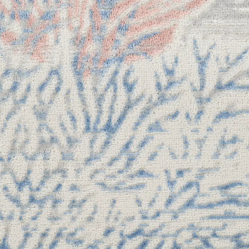 Ivory And Blue Seashell and Coral Area Rug Photo 2