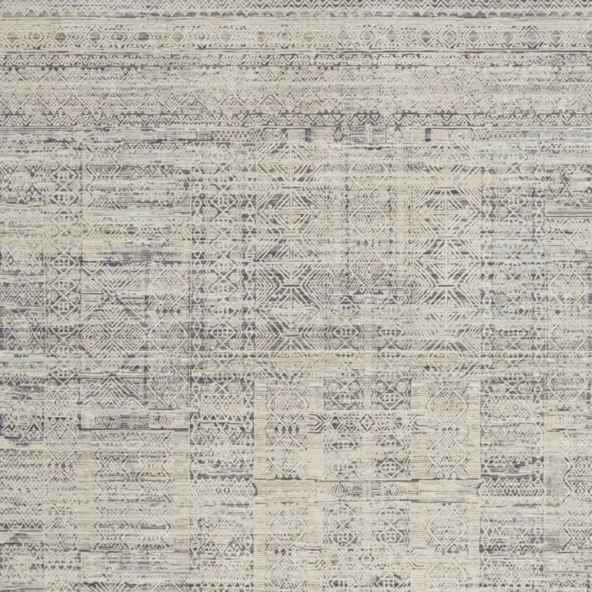 Ivory And Blue Southwestern Distressed Area Rug With Fringe Photo 7