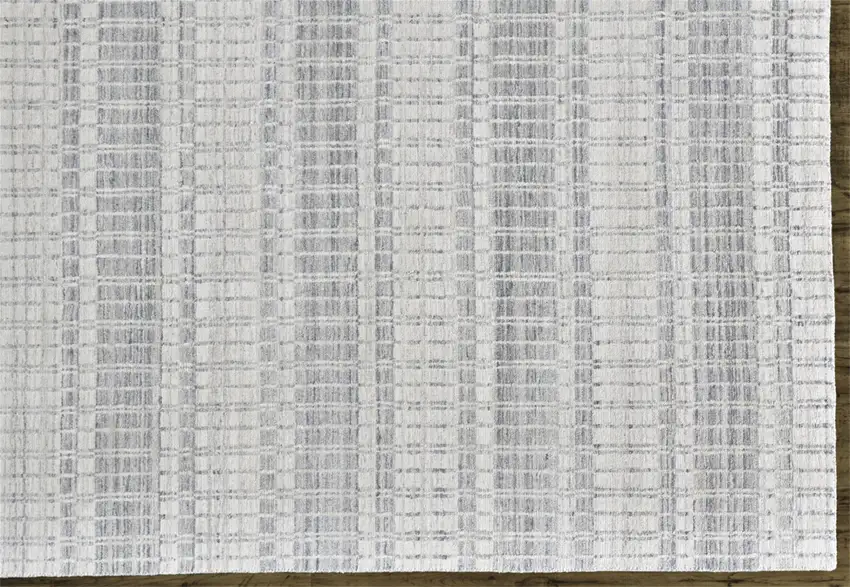Ivory And Blue Striped Hand Woven Area Rug Photo 4