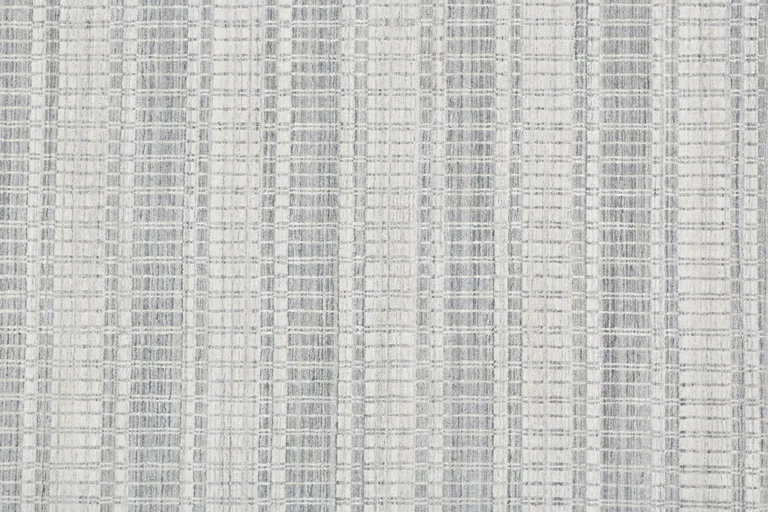 Ivory And Blue Striped Hand Woven Area Rug Photo 4