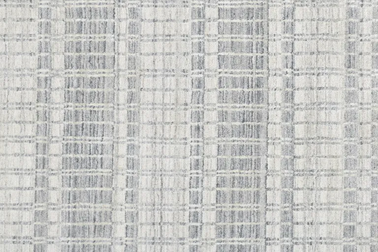 Ivory And Blue Striped Hand Woven Area Rug Photo 3