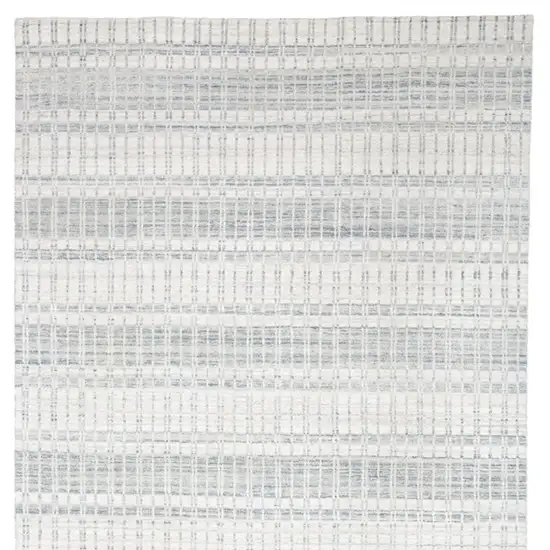 Ivory And Blue Striped Hand Woven Area Rug Photo 4