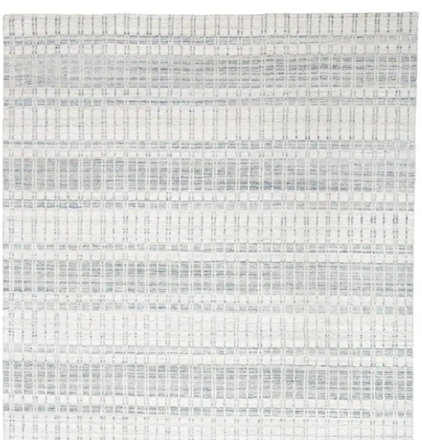 Ivory And Blue Striped Hand Woven Area Rug Photo 4