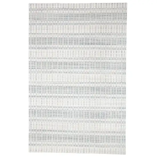 Ivory And Blue Striped Hand Woven Area Rug Photo 1