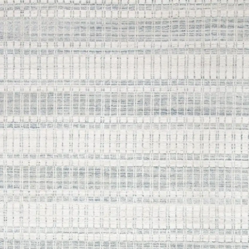 Ivory And Blue Striped Hand Woven Area Rug Photo 3
