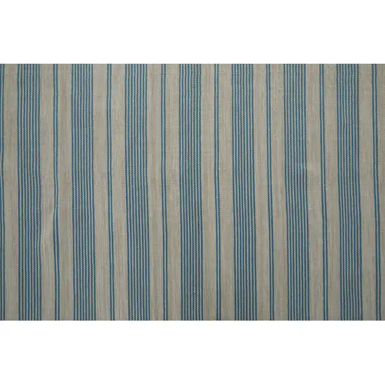 Ivory And Blue Striped Handmade Indoor Outdoor Area Rug Photo 4