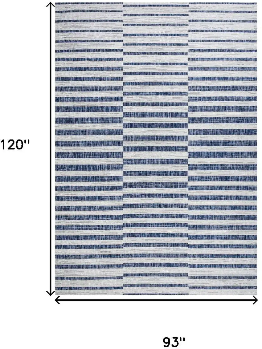 Ivory And Blue Striped Indoor Outdoor Area Rug Photo 3