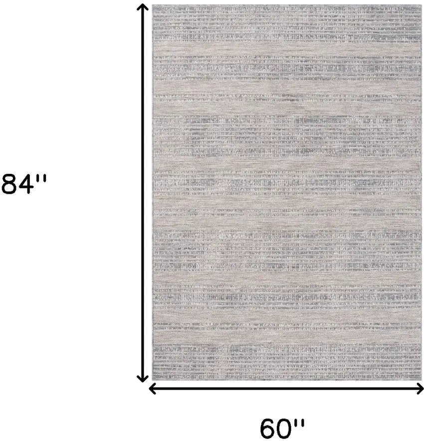 Ivory And Blue Striped Indoor Outdoor Area Rug Photo 9
