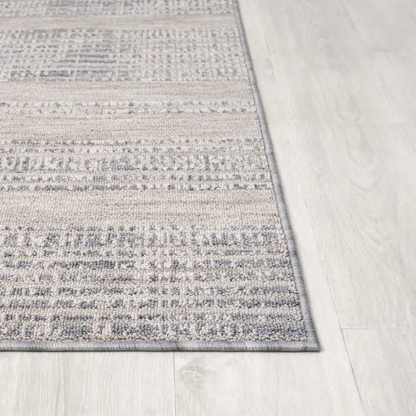 Ivory And Blue Striped Indoor Outdoor Area Rug Photo 4
