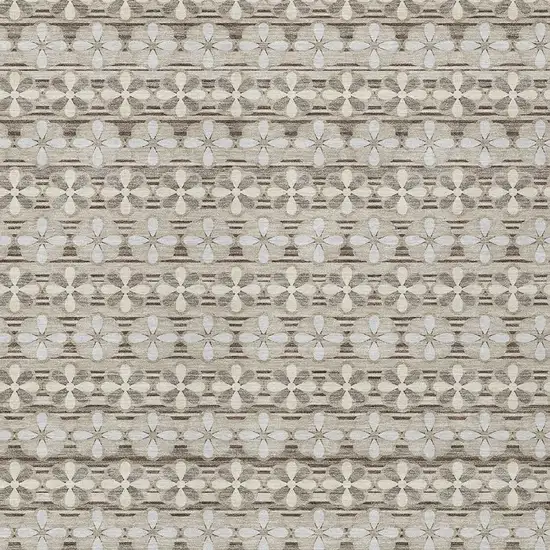 Ivory And Blue Striped Washable Indoor Outdoor Area Rug Photo 5