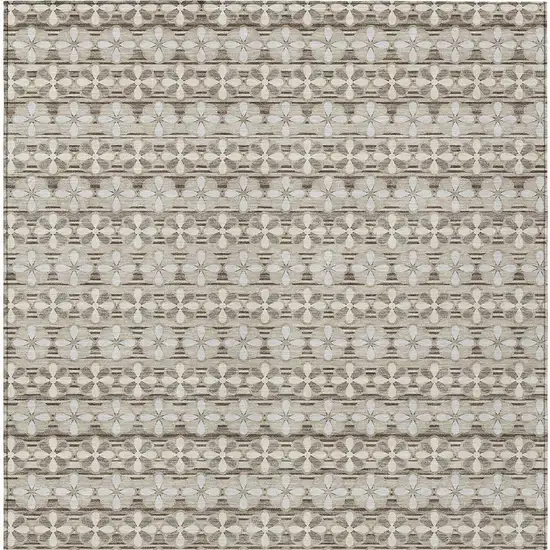 Ivory And Blue Striped Washable Indoor Outdoor Area Rug Photo 6