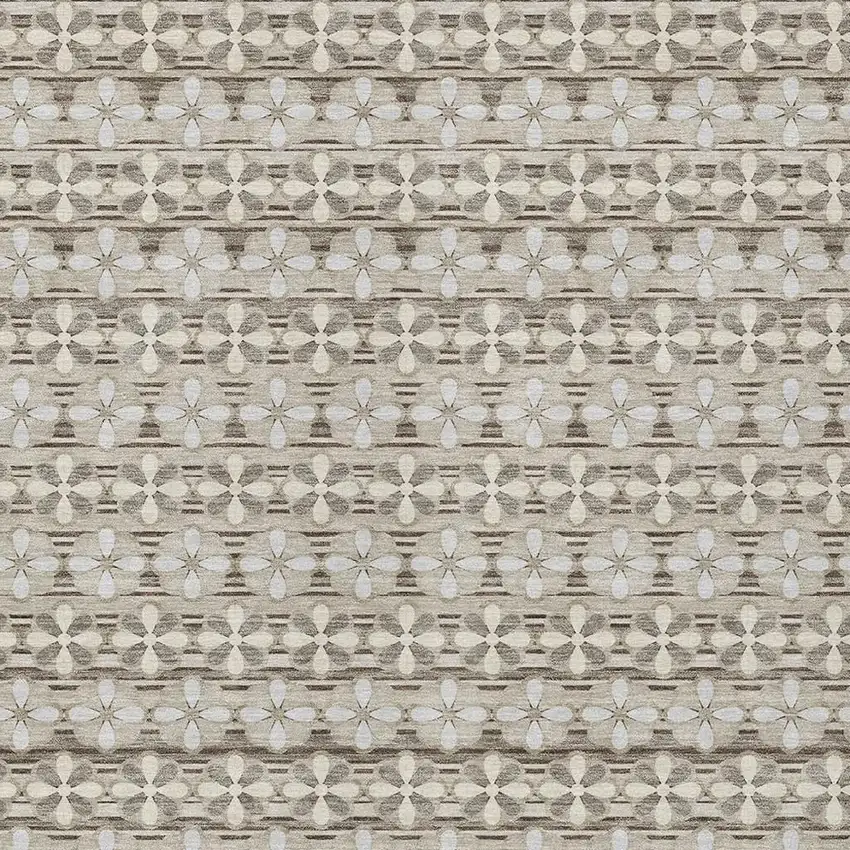 Ivory And Blue Striped Washable Indoor Outdoor Area Rug Photo 5