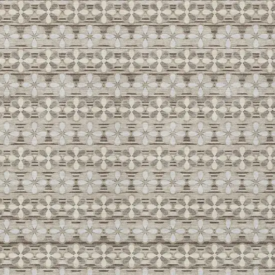 Ivory And Blue Striped Washable Indoor Outdoor Area Rug Photo 5