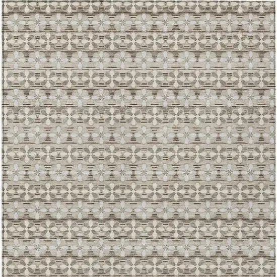 Ivory And Blue Striped Washable Indoor Outdoor Area Rug Photo 4