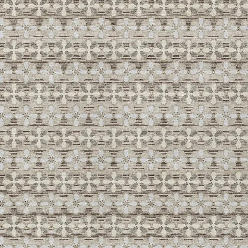Ivory And Blue Striped Washable Indoor Outdoor Area Rug Photo 3