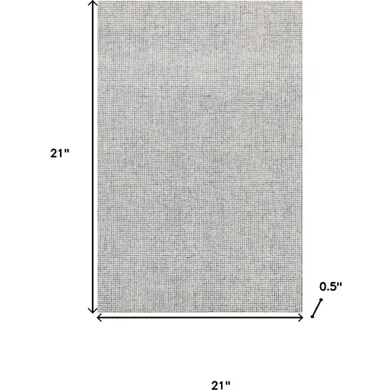 Ivory And Blue Wool Checkered Hand Tufted Square Rug Photo 3