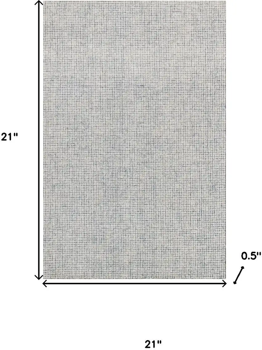 Ivory And Blue Wool Checkered Hand Tufted Square Rug Photo 3