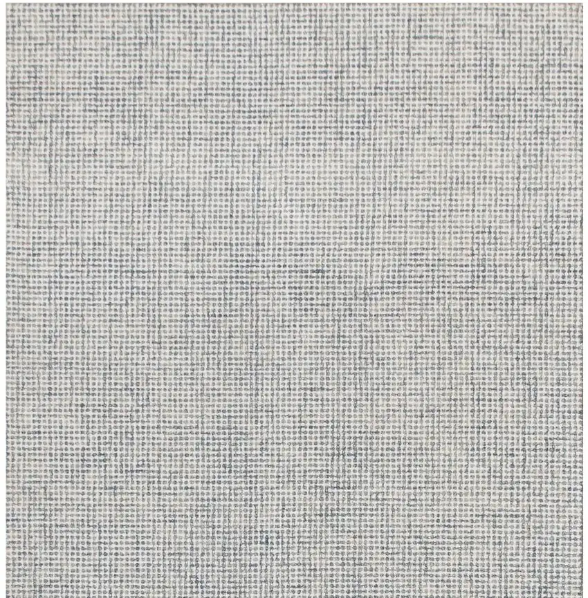 Ivory And Blue Wool Checkered Hand Tufted Square Rug Photo 5