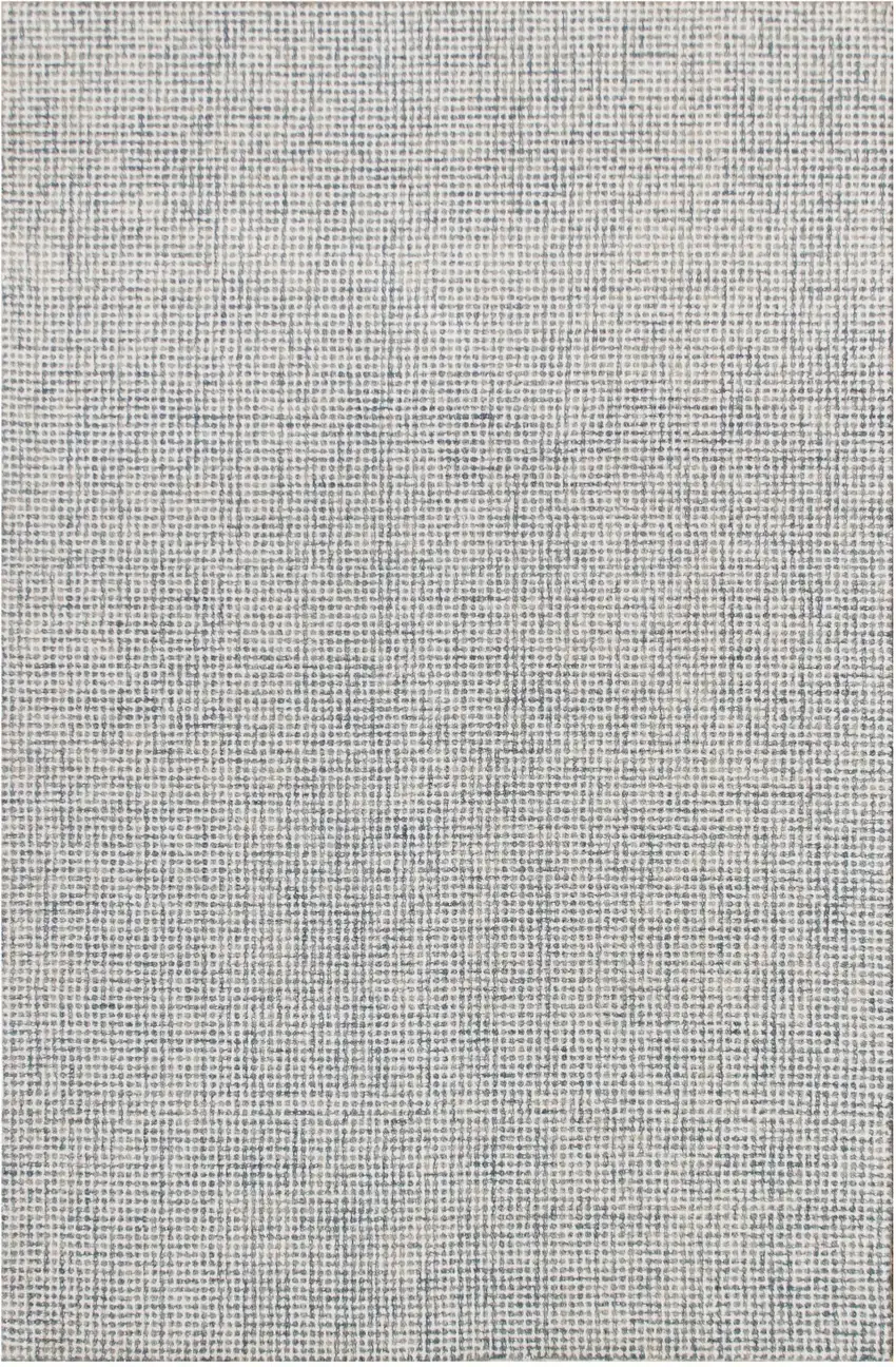 Ivory And Blue Wool Checkered Hand Tufted Square Rug Photo 2