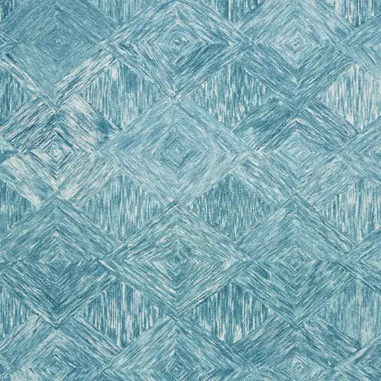 Ivory And Blue Wool Geometric Area Rug Photo 7