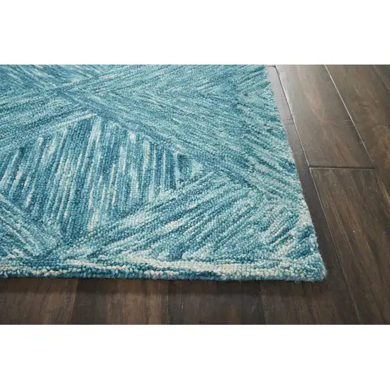 Ivory And Blue Wool Geometric Area Rug Photo 9