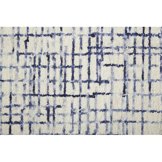 Ivory And Blue Wool Crosshatch Hand Tufted Area Rug Photo 8