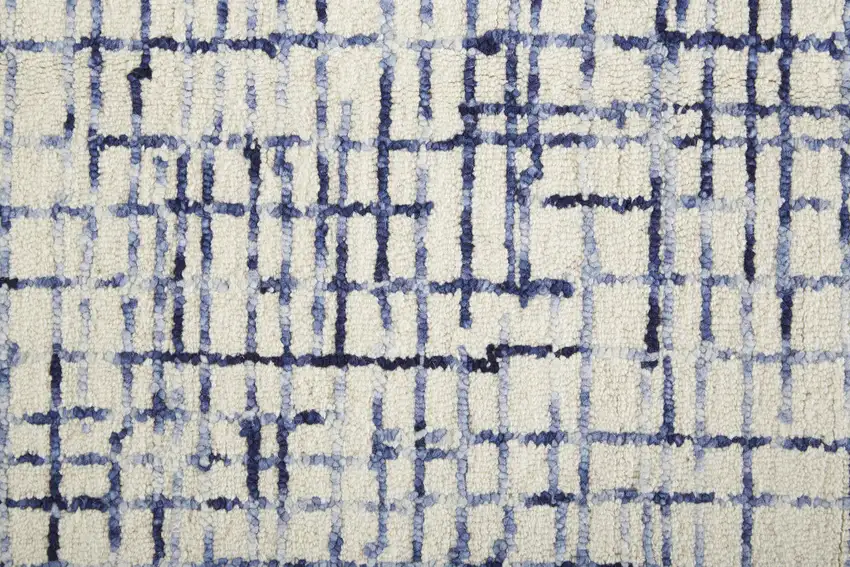 Ivory And Blue Wool Crosshatch Hand Tufted Area Rug Photo 8