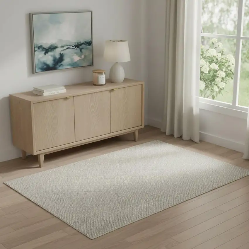 Ivory And Brown Abstract Area Rug Photo 1