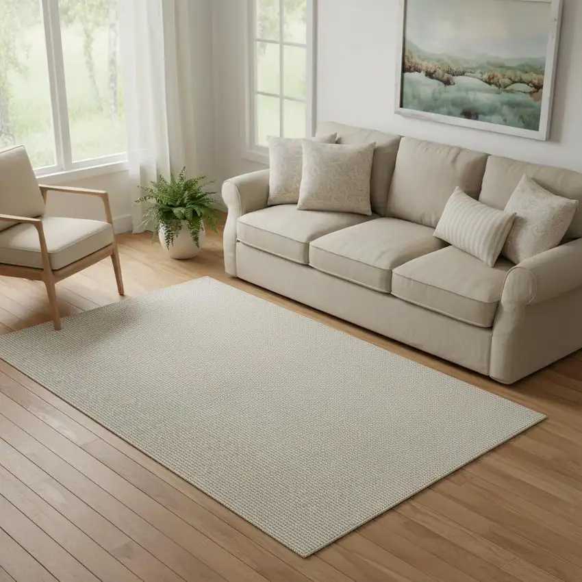 Ivory And Brown Abstract Area Rug Photo 1