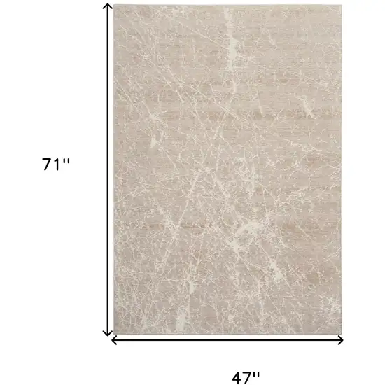 Ivory And Brown Abstract Area Rug Photo 3