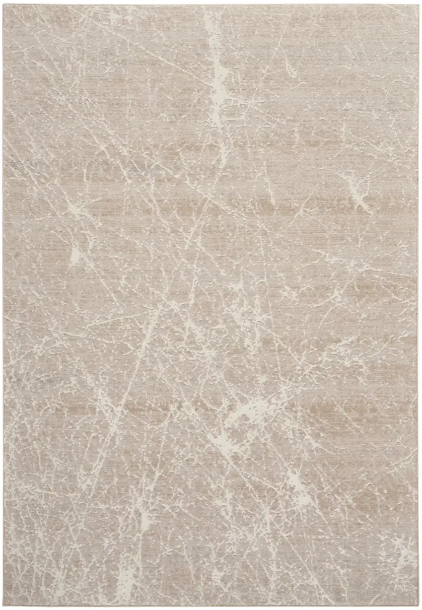 Ivory And Brown Abstract Area Rug Photo 5