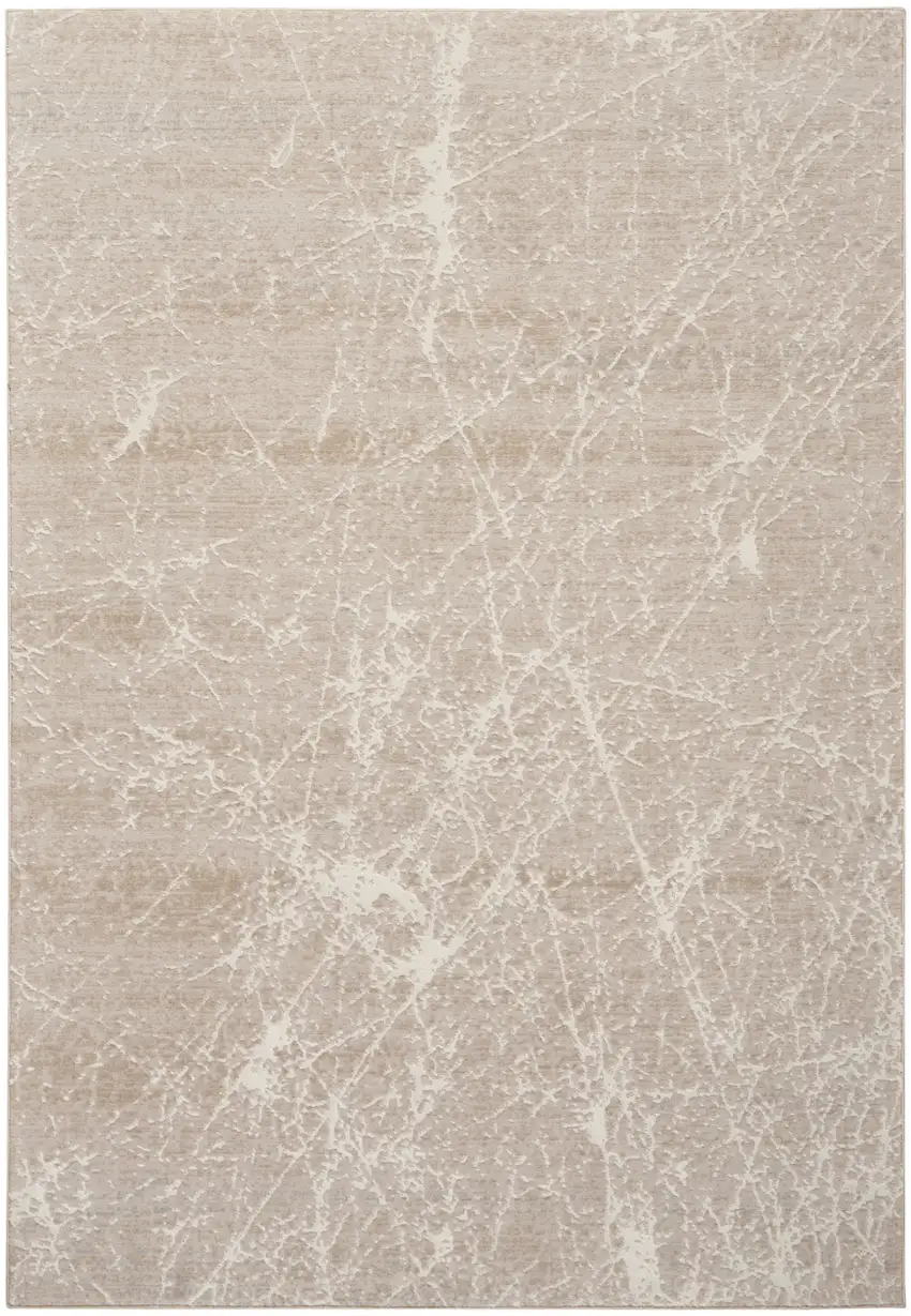 Ivory And Brown Abstract Area Rug Photo 7