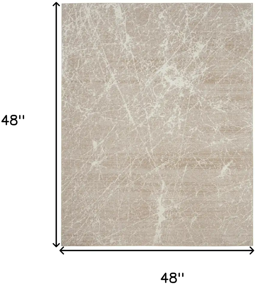 Ivory And Brown Abstract Area Rug Photo 3