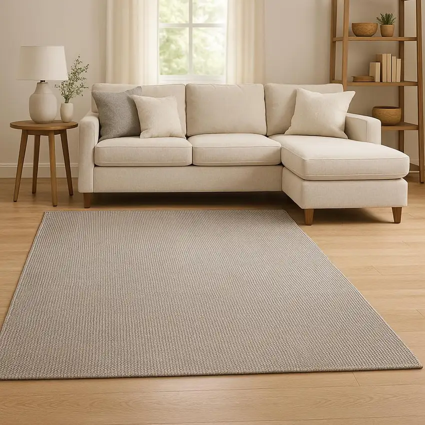 Ivory And Brown Abstract Area Rug Photo 1