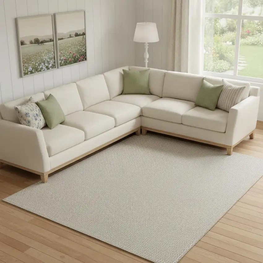 Ivory And Brown Abstract Area Rug Photo 1